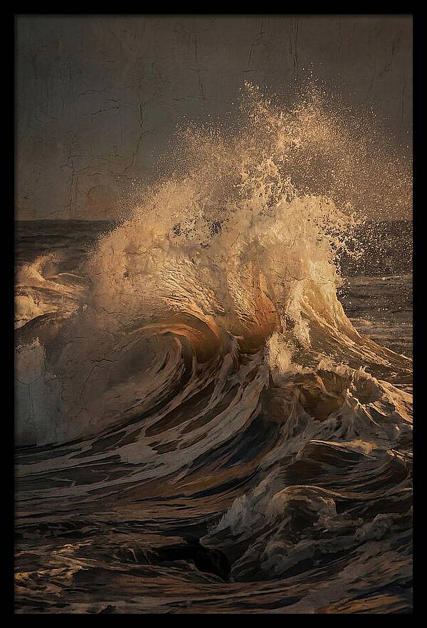 Crashing Wave With Golden Spray