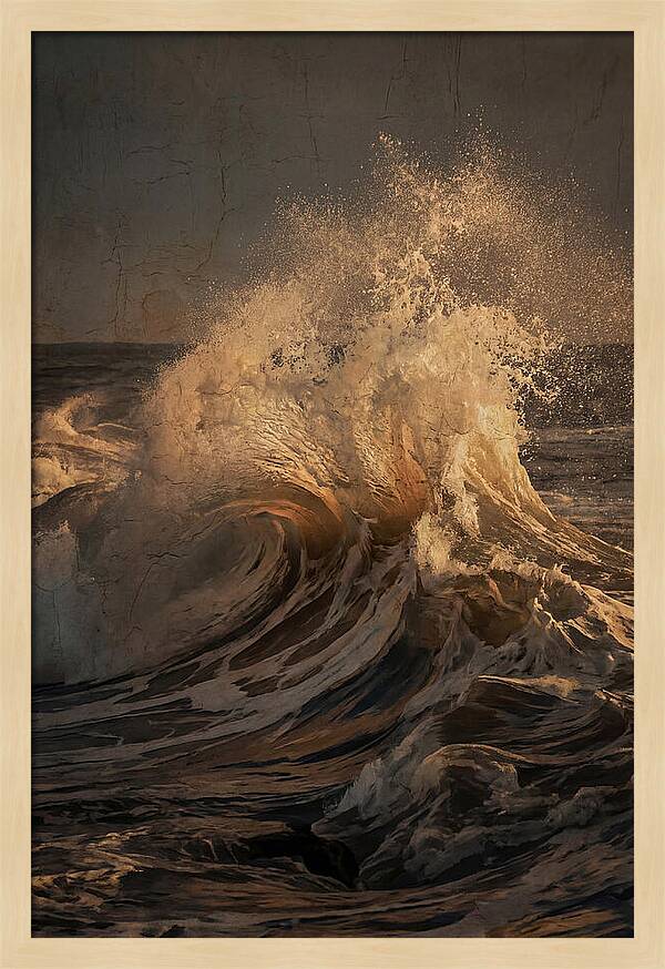 Crashing Wave With Golden Spray