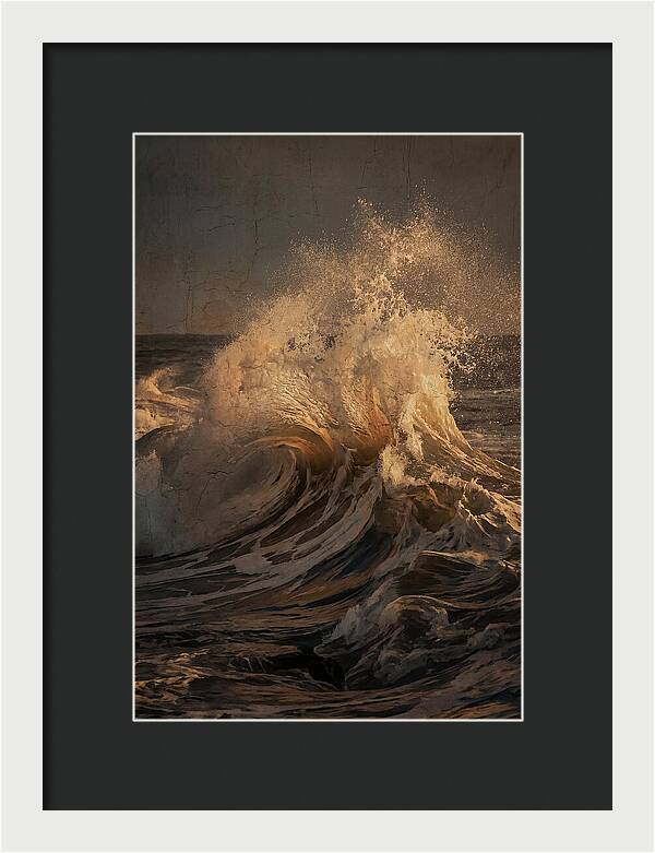 Crashing Wave With Golden Spray