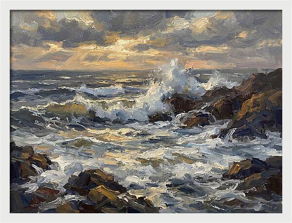 Crashing Waves At Dusk