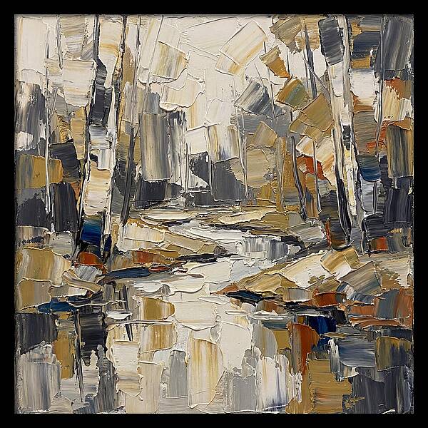 Creek Landscape In Palette Knife Style