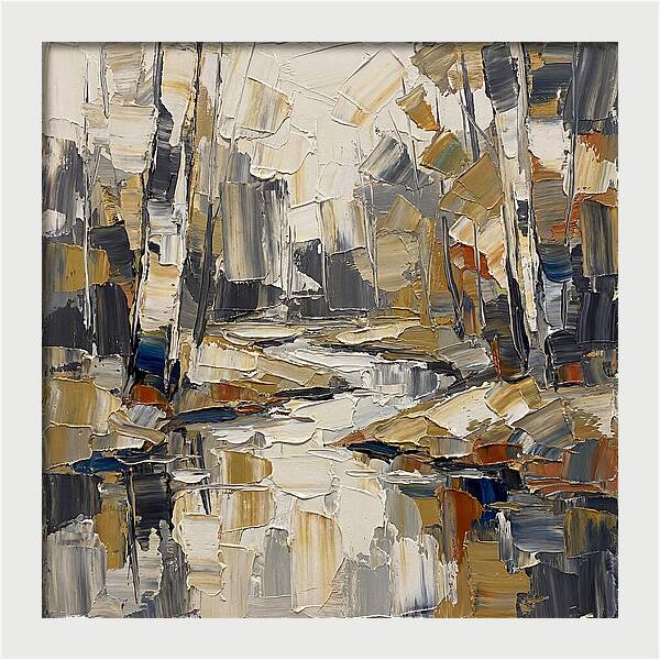 Creek Landscape In Palette Knife Style