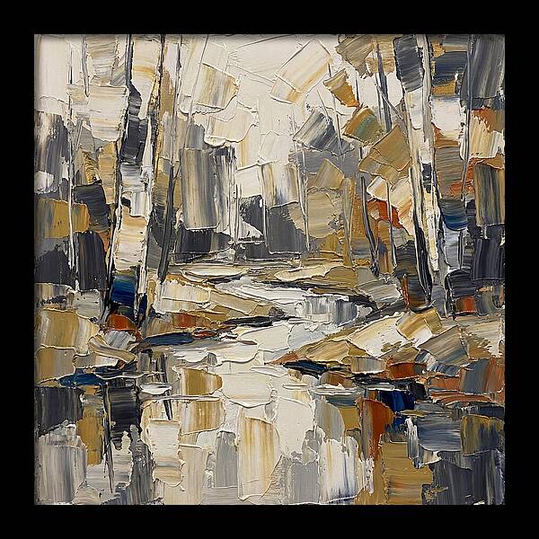 Creek Landscape In Palette Knife Style