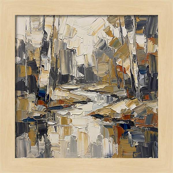 Creek Landscape In Palette Knife Style