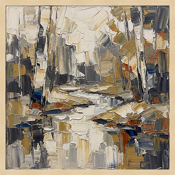 Creek Landscape In Palette Knife Style