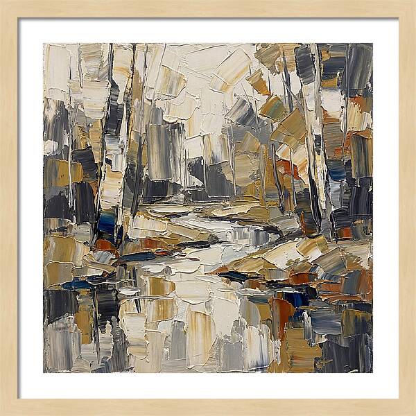 Creek Landscape In Palette Knife Style
