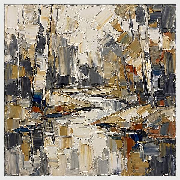 Creek Landscape In Palette Knife Style