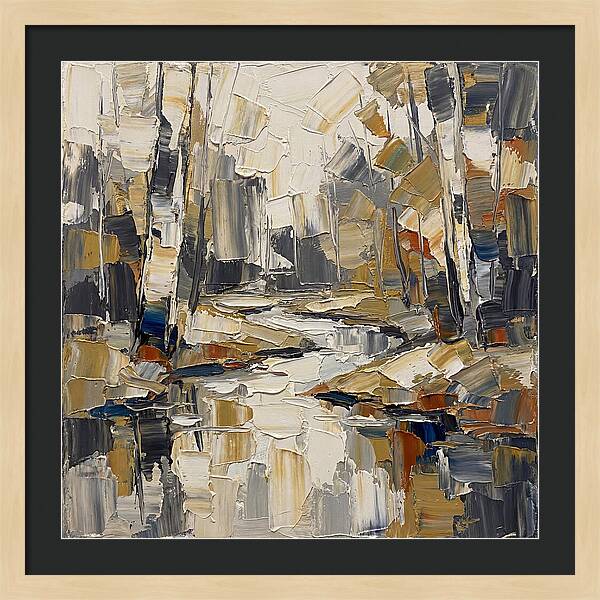 Creek Landscape In Palette Knife Style