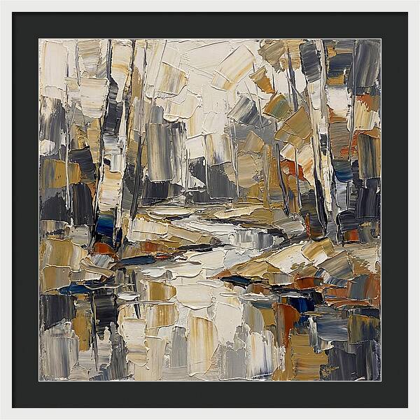 Creek Landscape In Palette Knife Style