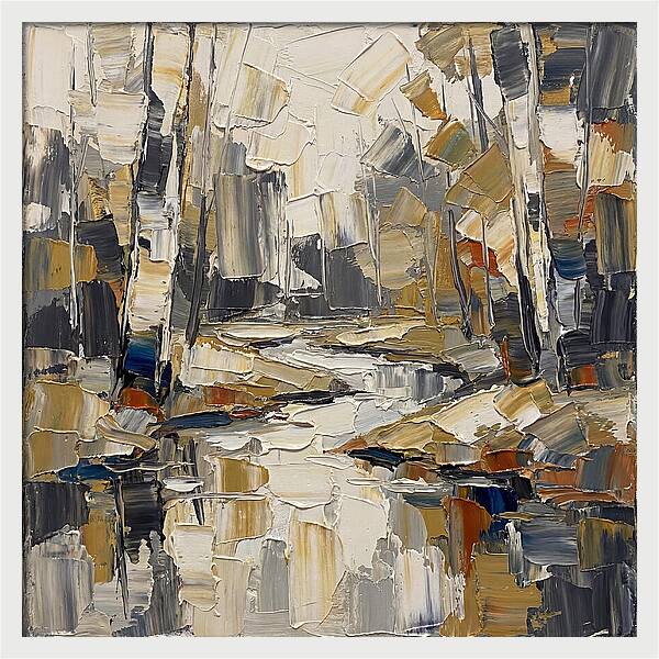 Creek Landscape In Palette Knife Style