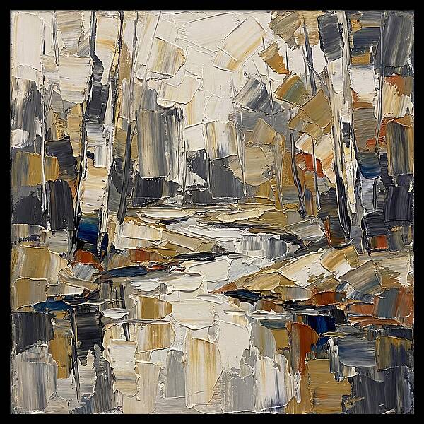 Creek Landscape In Palette Knife Style