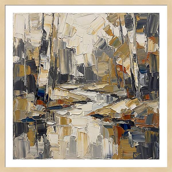 Creek Landscape In Palette Knife Style