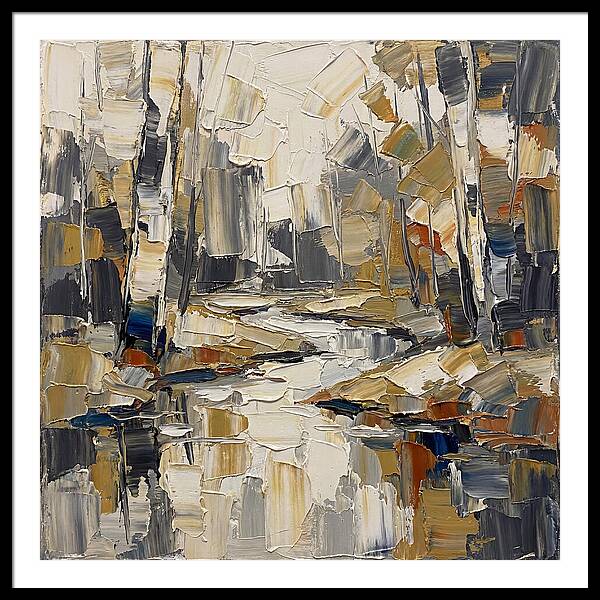 Creek Landscape In Palette Knife Style