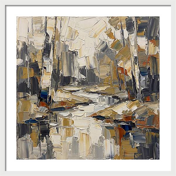 Creek Landscape In Palette Knife Style