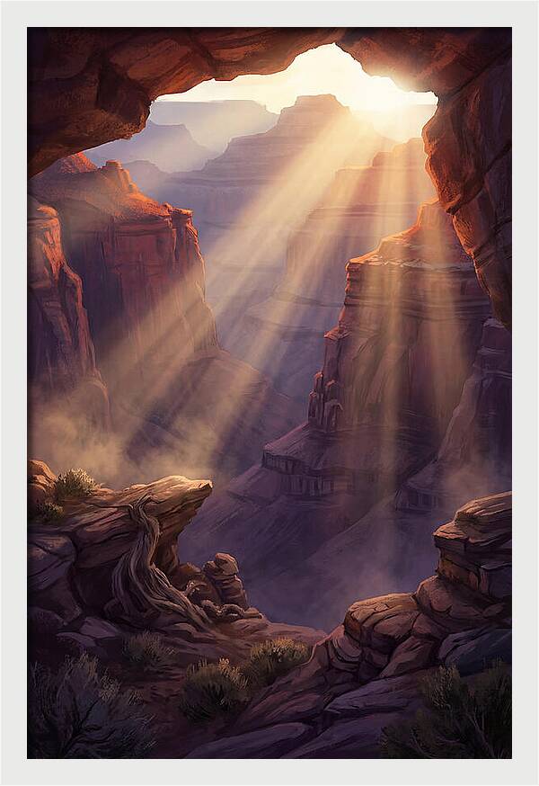 Crepuscular Rays Through Canyon