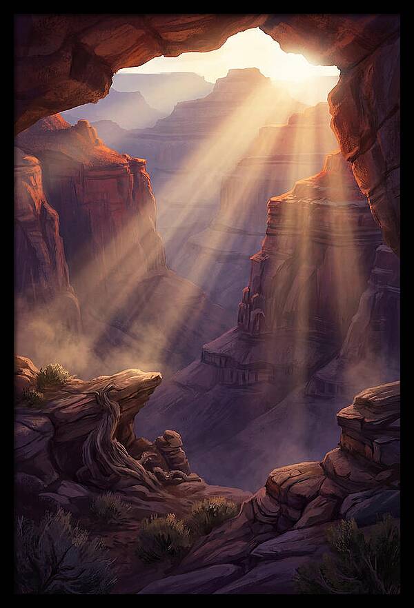 Crepuscular Rays Through Canyon