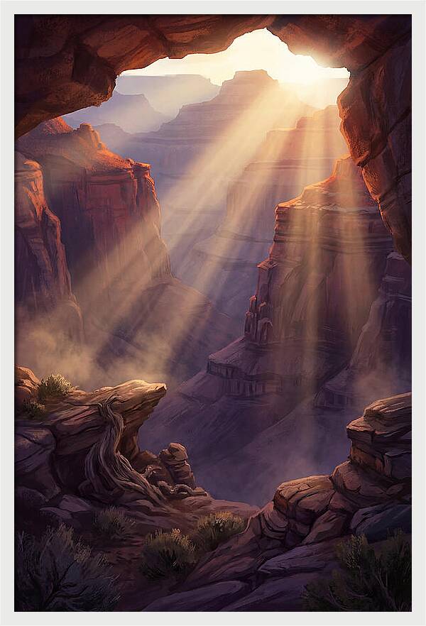 Crepuscular Rays Through Canyon