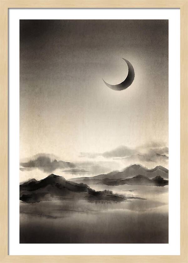 Crescent Moon In Twilight Sky