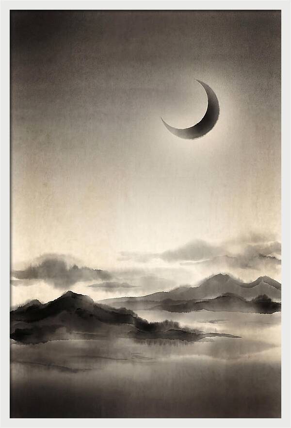 Crescent Moon In Twilight Sky
