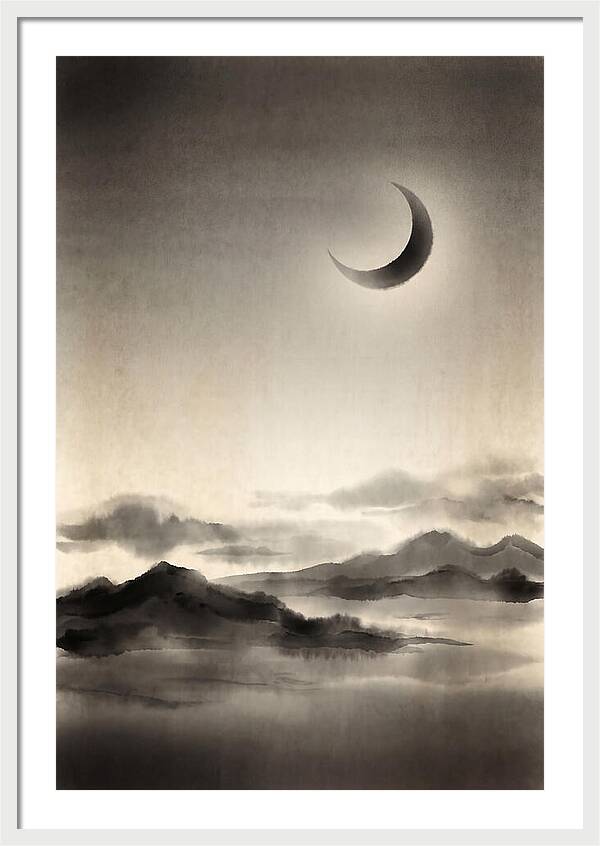 Crescent Moon In Twilight Sky