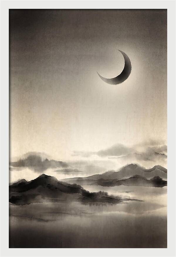 Crescent Moon In Twilight Sky