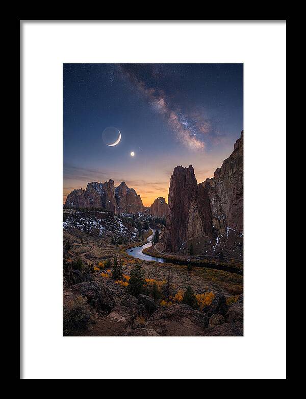 Crescent Moon Over Majestic Peaks