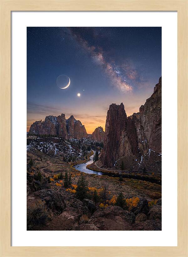 Crescent Moon Over Majestic Peaks