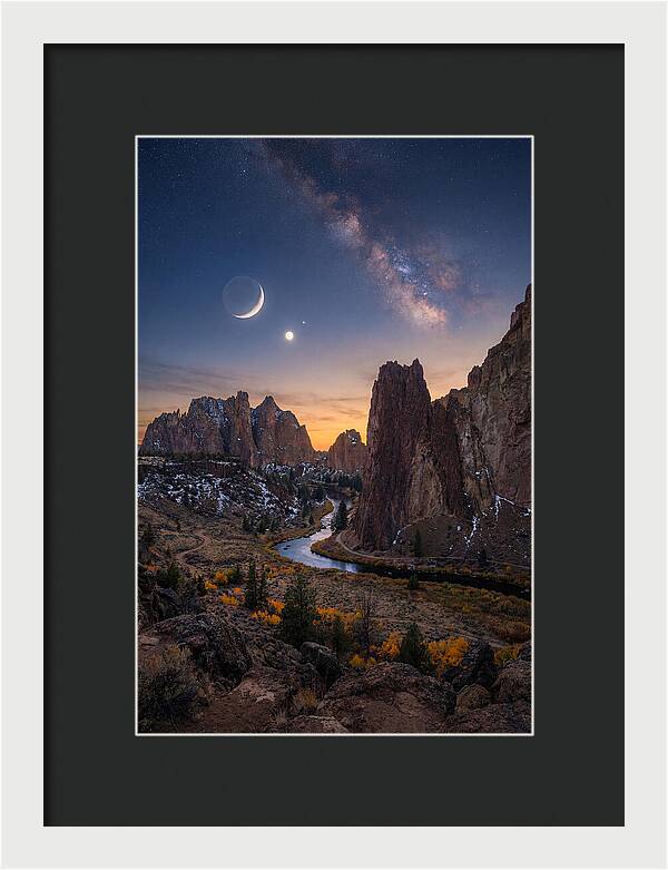 Crescent Moon Over Majestic Peaks