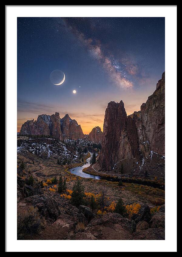 Crescent Moon Over Majestic Peaks