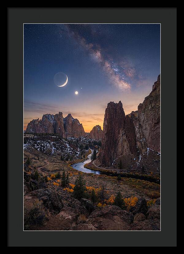Crescent Moon Over Majestic Peaks