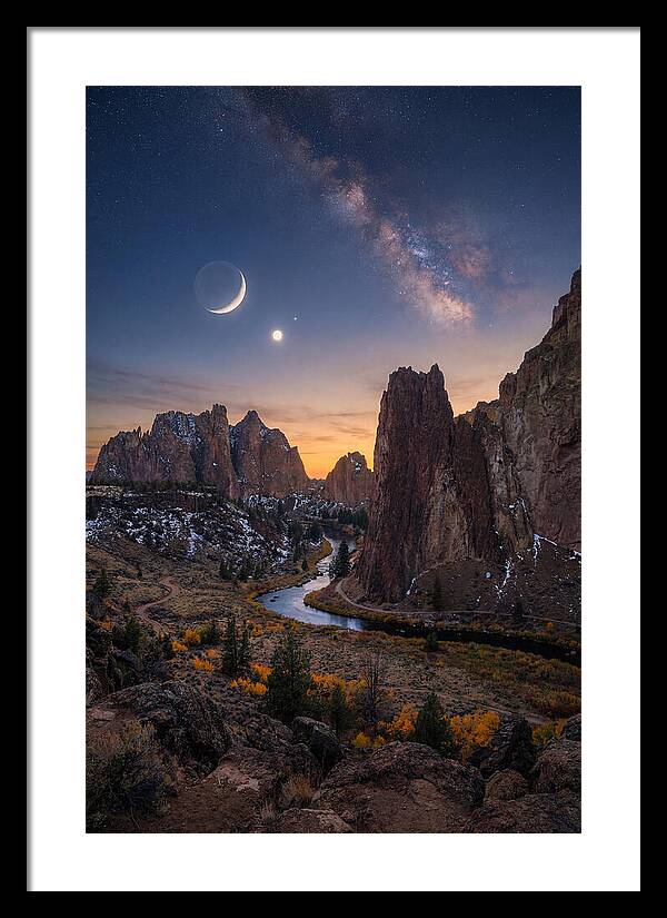 Crescent Moon Over Majestic Peaks