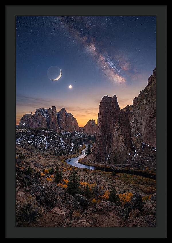 Crescent Moon Over Majestic Peaks