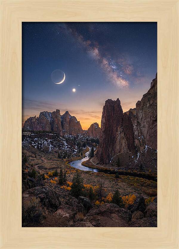 Crescent Moon Over Majestic Peaks