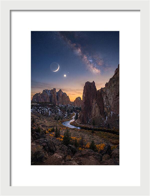 Crescent Moon Over Majestic Peaks