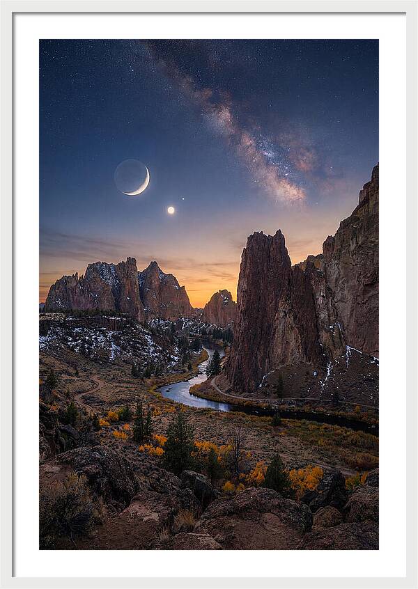 Crescent Moon Over Majestic Peaks