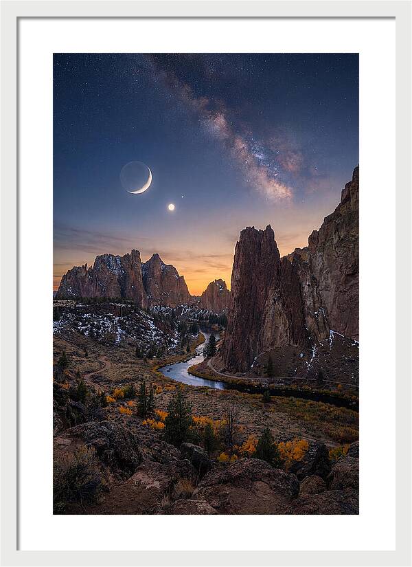 Crescent Moon Over Majestic Peaks