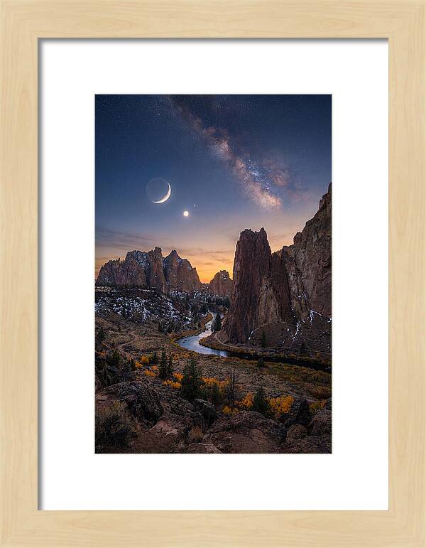 Crescent Moon Over Majestic Peaks