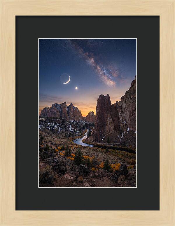 Crescent Moon Over Majestic Peaks