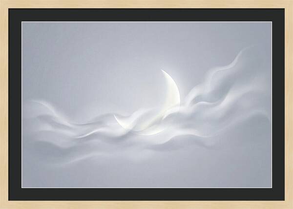 Crescent Moon Through Wispy Clouds