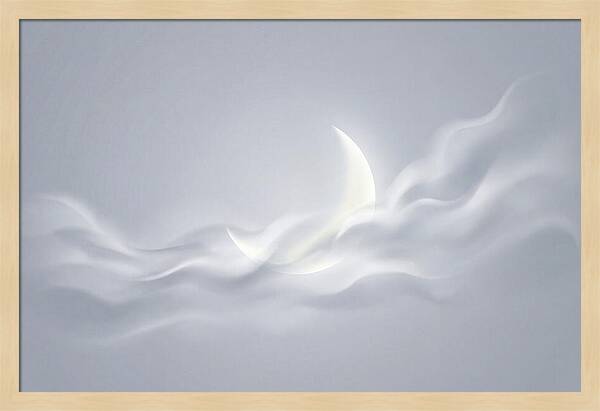 Crescent Moon Through Wispy Clouds