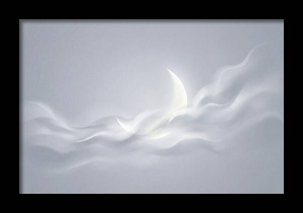 Crescent Moon Through Wispy Clouds