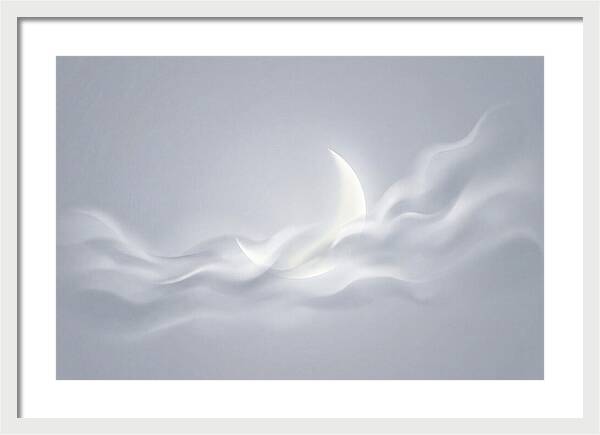 Crescent Moon Through Wispy Clouds