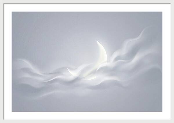 Crescent Moon Through Wispy Clouds