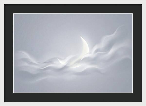 Crescent Moon Through Wispy Clouds