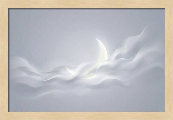 Crescent Moon Through Wispy Clouds