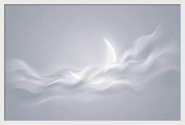 Crescent Moon Through Wispy Clouds
