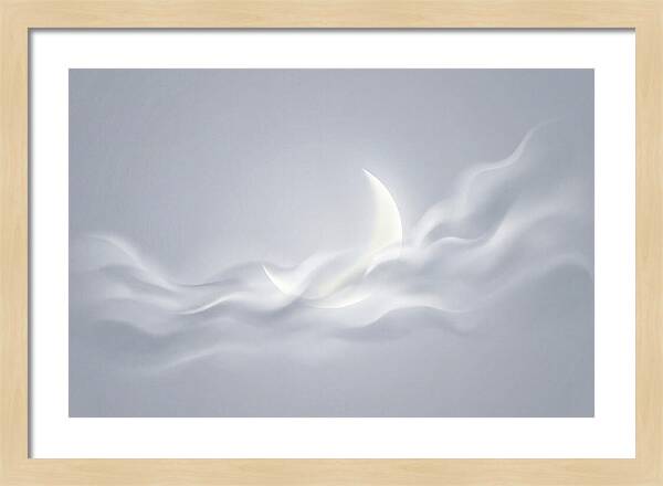 Crescent Moon Through Wispy Clouds