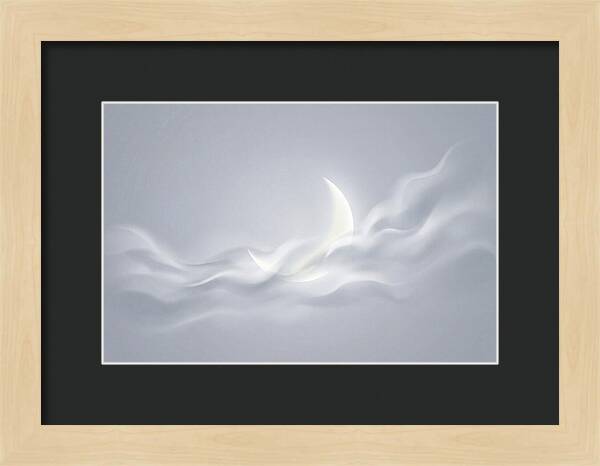 Crescent Moon Through Wispy Clouds