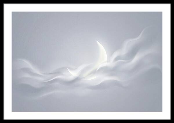 Crescent Moon Through Wispy Clouds