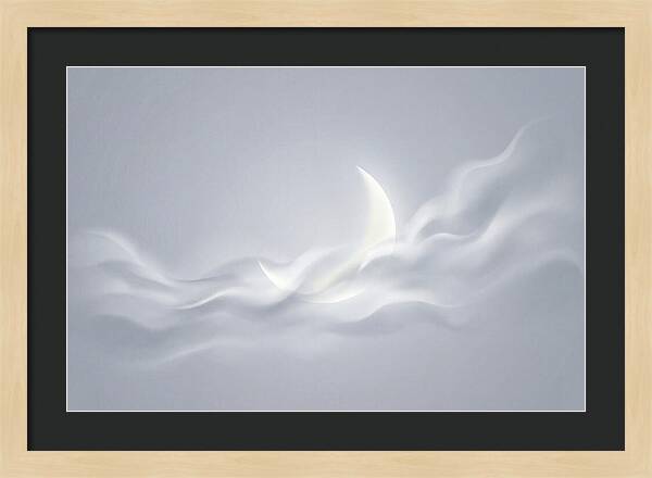 Crescent Moon Through Wispy Clouds